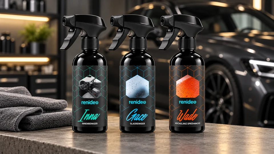 Amia mit einem Mikrofasertuch auf Stein – inszenierte Produktszene