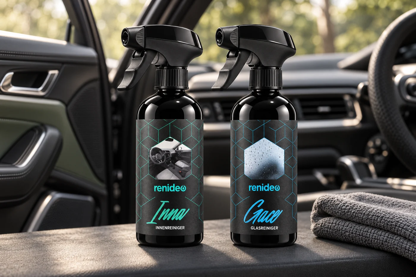 Inszenierte Produktszene: Inna und Gace im Fahrzeuginnenraum